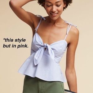 Anthropologie Maeve Lulu Tie Front Tank Peplum Pnk